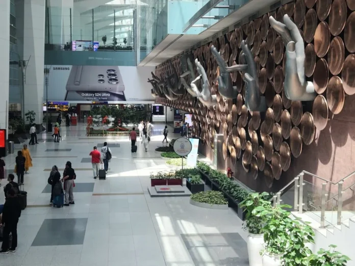 Airport terminal representing Chandigarh's transit hub for airport, railway and bus travel