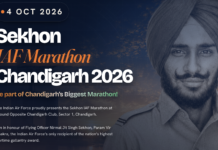 Sekhon IAF Marathon Chandigarh 2026: Date, Fees and Timings Sekhon IAF Marathon Chandigarh 2026 poster, 4 October, with Flying Officer Nirmal Jit Singh Sekhon and his Param Vir Chakra